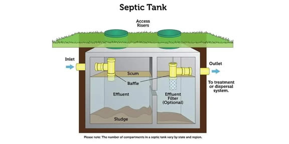 An example septic tank manufactured by Pence Septic Systems